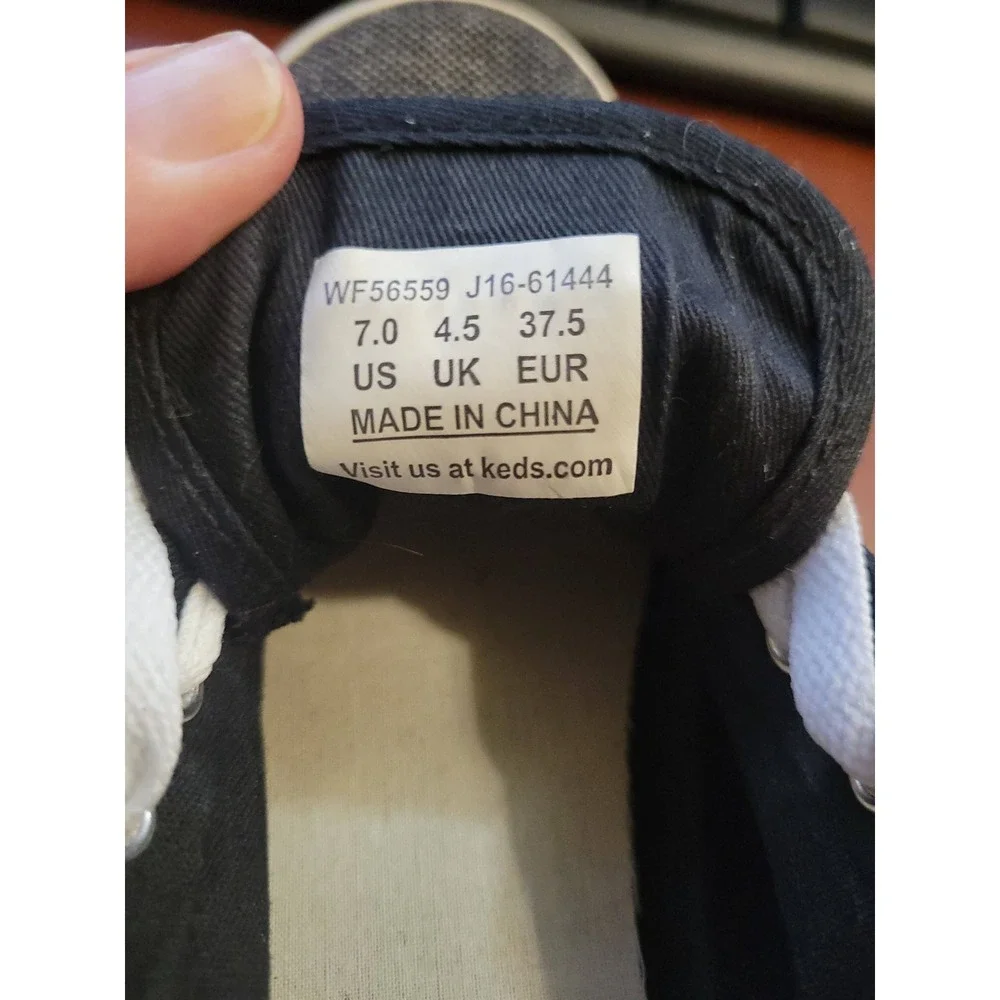 Keds Champion Black White Woven Canvas Low Top Sneakers WF56559 Womens 7 - Picture 5 of 5